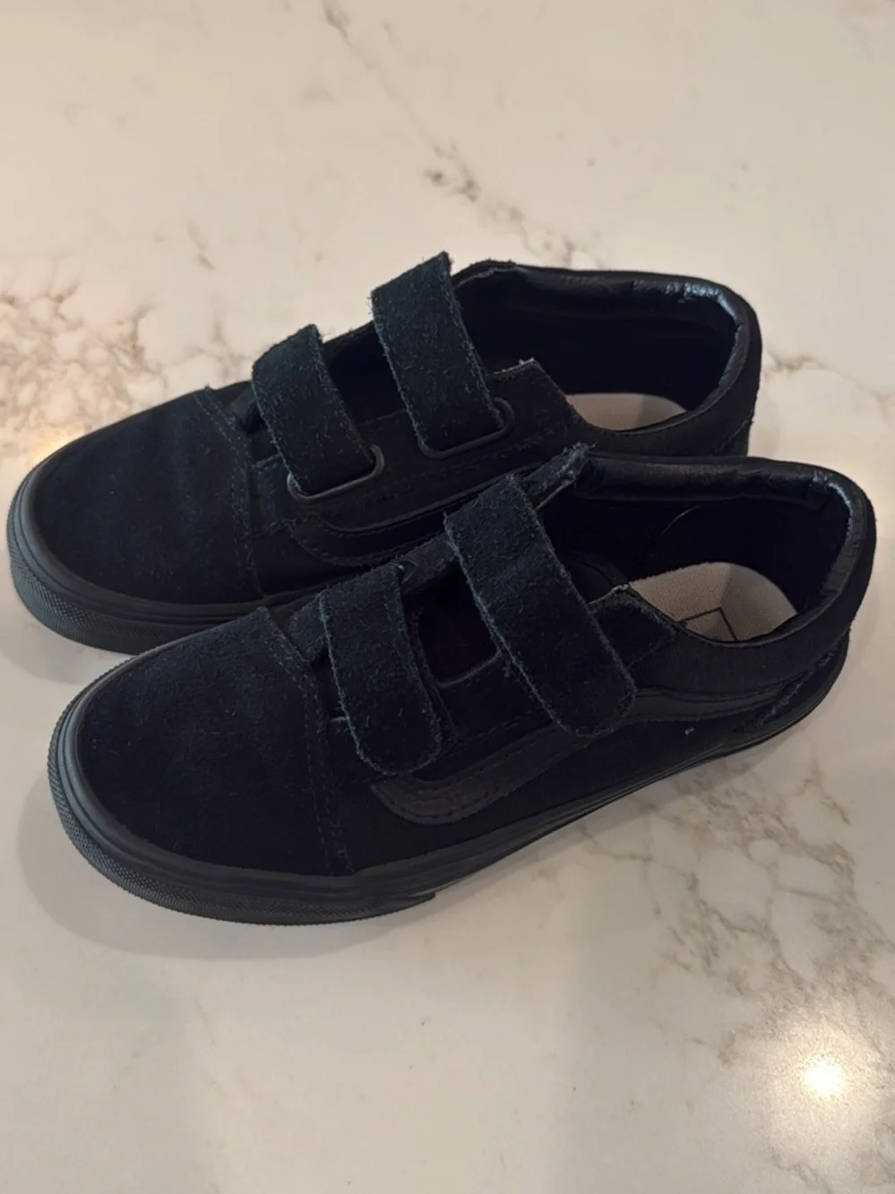 Kids Black Double-Strap Sneakers